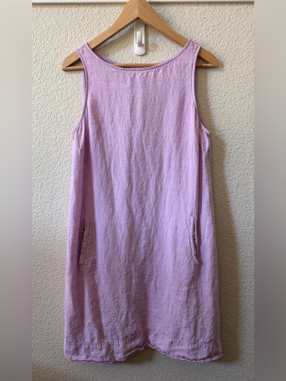 J Jill Love Linen Size Medium Lilac Purple  100% Linen Tank Dress + Pockets